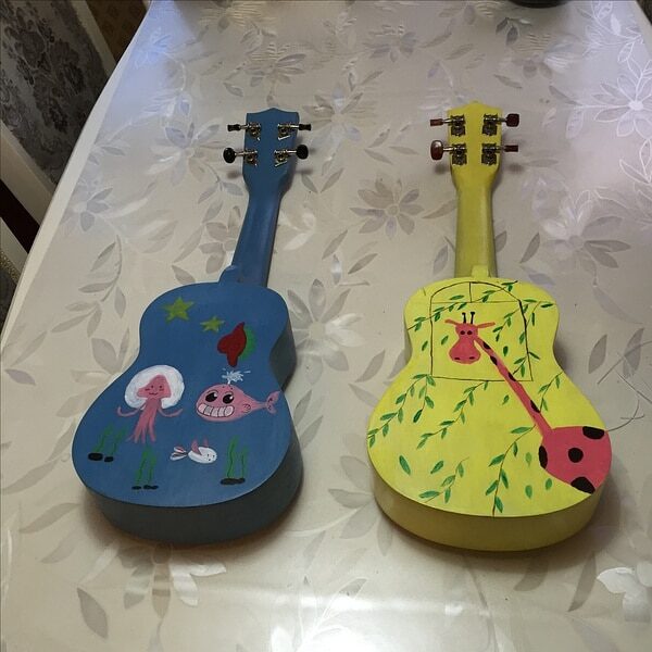 21 اینچ Ukulele DIY Kit Basswood Soprano Hawaii Guitar Painting Ukelele for Parents child کمپین 4