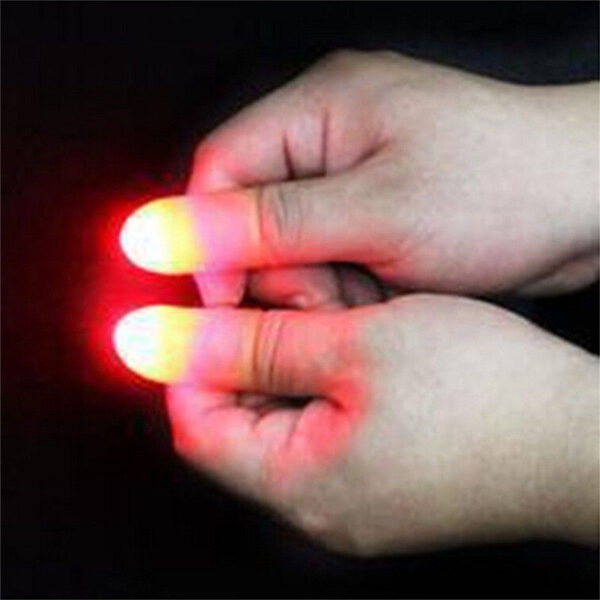 2 uds., Juguetes con luz LED para pulgares, accesorios para trucos de magia para niños, divertidos dedos intermitentes, juguetes fantásticos que brillan 2