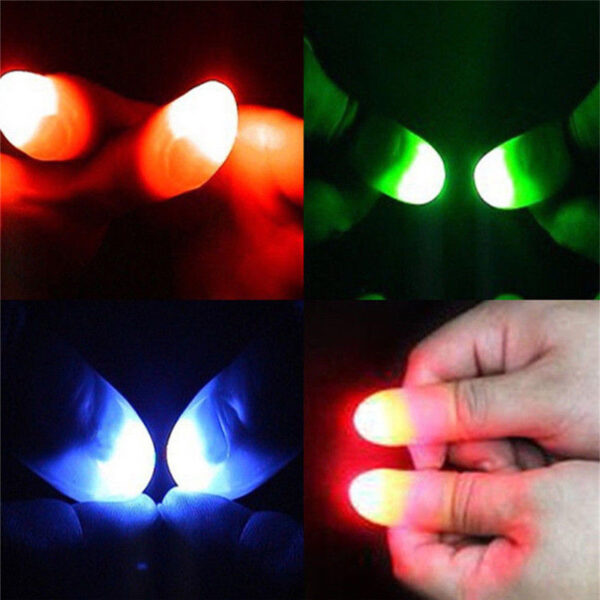 2 uds., Juguetes con luz LED para pulgares, accesorios para trucos de magia para niños, divertidos dedos intermitentes, juguetes fantásticos que brillan 5