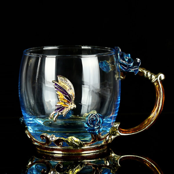 Beauty And Novelty Enamel Coffee Cup Mug Flower Tea Glass Cups for Hot and Cold Drinks 1