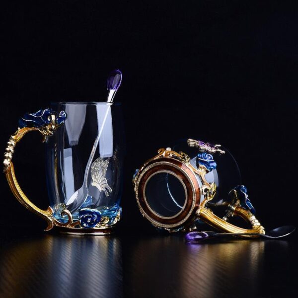 Beauty And Novelty Enamel Coffee Cup Mug Flower Tea Glass Cups for Hot and Cold Drinks 3