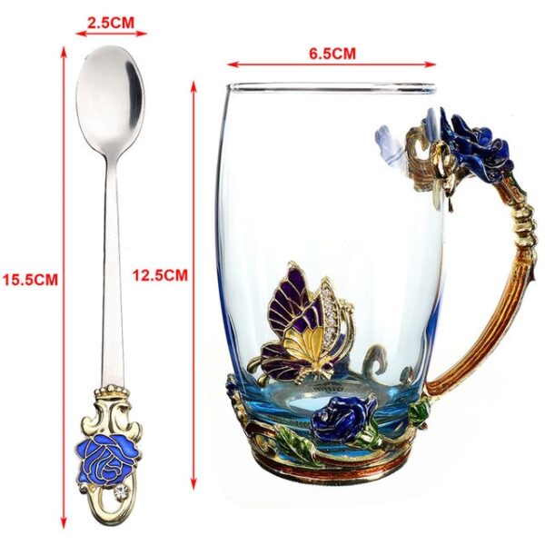 Beauty And Novelty Enamel Coffee Cup Mug Flower Tea Glass Cups for Hot and Cold