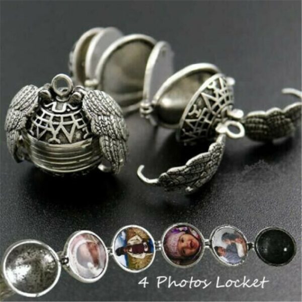 Pagpalapad sa Litrato Locket Necklace Pendant Choker Angel Wings Regalo Alahas Dekorasyon Kwintas Talagsaon nga mga Ornamento Torque Pendant 3