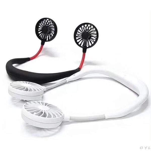 Hands free Neck Band Hands Free Hanging USB Rechargeable Dual Fan Mini Air Cooler Summer Portable 4