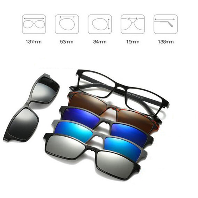 5 Lens Sunglasses Clip On Glasses Unisex Polarized Lenses