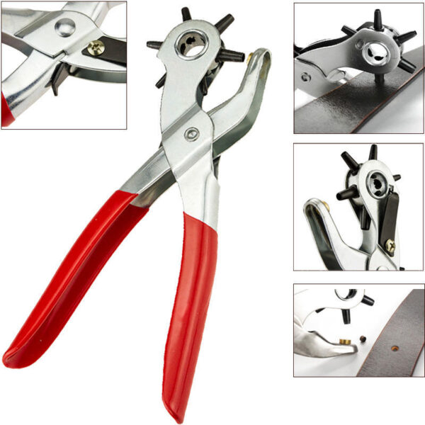 Leather Belt Hole Punch Plier Eyelet Puncher Revolve Sewing Machine Bag Setter Tool Watchband Strap Household 2