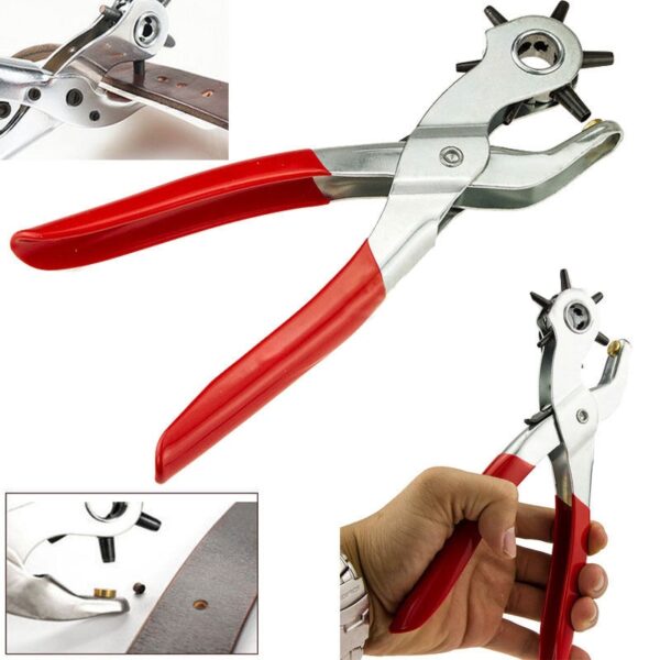 Leather Belt Hole Punch Plier Eyelet Puncher Revolve Sewing Machine Bag Setter Tool Watchband Strap Household