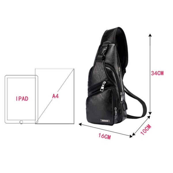 Ang MoneRffi Men s Chest Bag Men leather Chest Pack USB Backbag Nga Adunay Headphone Hole Functional Travel 5