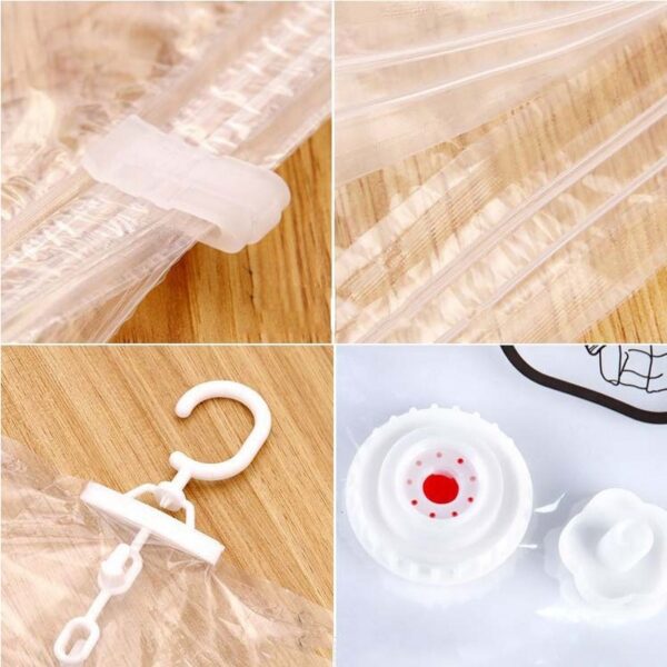 NEW Hanging Transparent Vacuum Storage Bag Closet Space Save Organizer Holders Foldable Bags Pack Clothing of 4