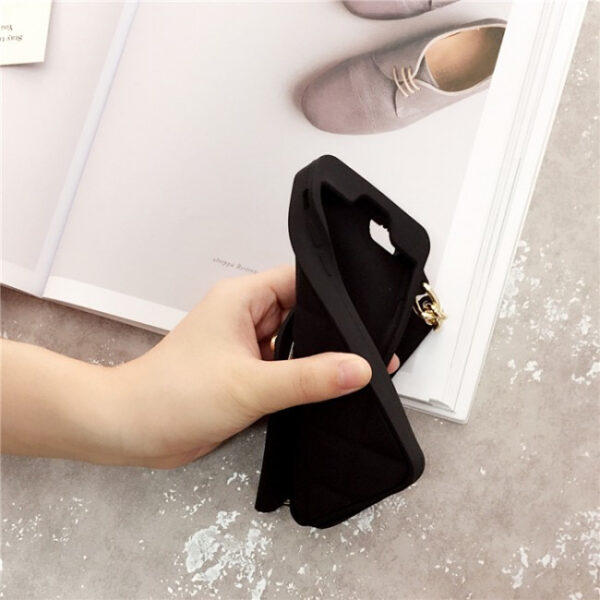 New Luxury Fashion Soft Silicone Card Bag Metal Clasp Women Handbag Purse Phone Case Cover With 5