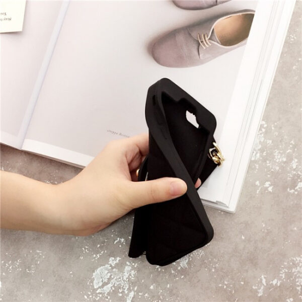 Bag-ong Luxury Fashion Soft Silicone Card Bag Metal Clasp Women Handbag Purse Phone Case Cover With 5