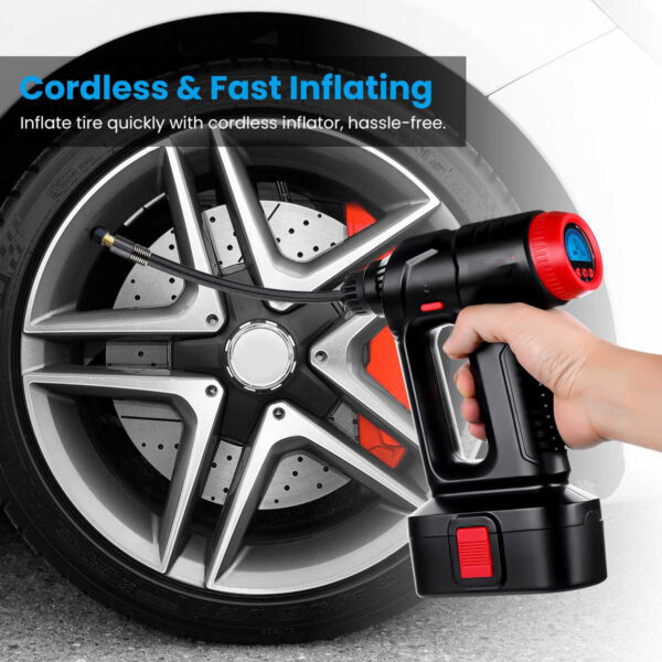12V 130PSI Cordless Handheld Air Inflatable Pump Car Tyre Inflator LCD Digital with Rechargeable Battery For 3 1