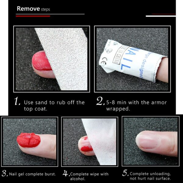 15ML Nail Polish Burst Magic Gel Nail Polish Remover Soak Off Nail Cleaner Lint Free Wipes 4