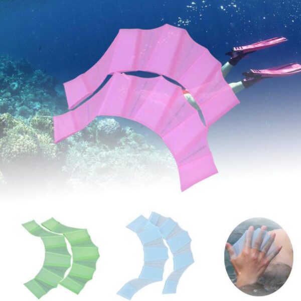 1Pair Hot Sale Unisex Frog Type Silicone Girdles Swimming Hand Fins Flippers Palm Finger Webbed Gloves 1