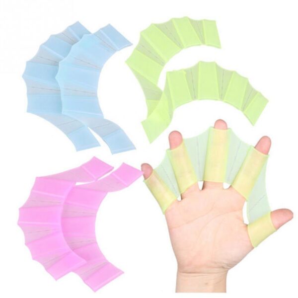 1Pair Hot Sale Unisex Frog Type Silicone Girdles Swimming Hand Fins Flippers Palm Finger Webbed Gloves 5