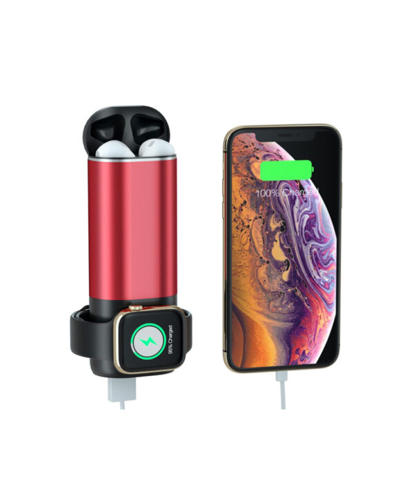 2019 draagbare laaier qi draadlose laai vir Apple Watch Power bank draadlose laaier 5200 mah 3 in 6