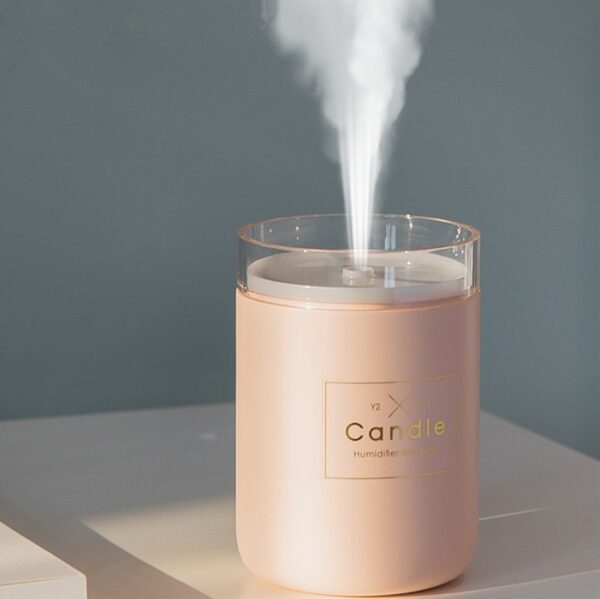 Humidifier Aeir Ultrasonach 280ML Coinnle Solas Bog Rómánsúil USB Ola Riachtanach Diffuser Car Purifier Aroma Anion