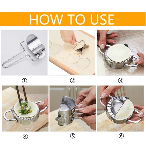 2Pcs set Stainless Steel Dough Presser Dumpling Mold Maker Wraper Cutter Pie Ravioli Dumplings Mold Pastry 5