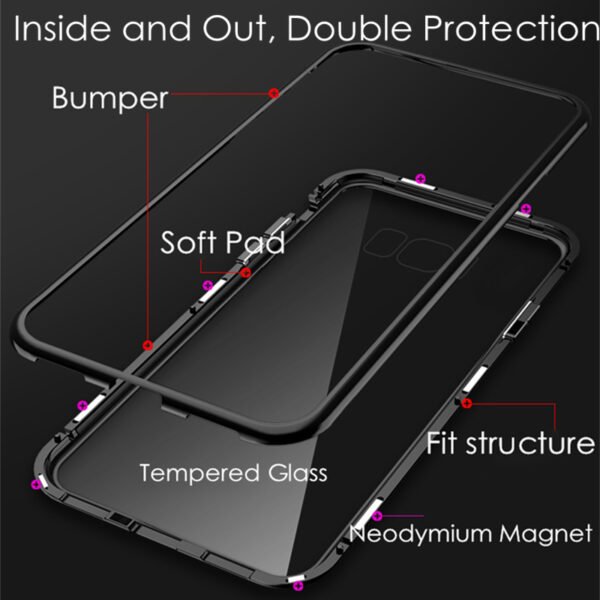 360 Magnetic Adsorption Phone Cases alang sa Samsung Galaxy S10 Lite S9 S8 Plus S7 Edge A6 4