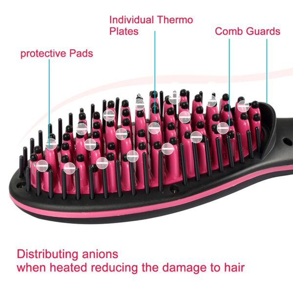 Ceramic Hair Straightener Brush Paspas Pagtul-id sa buhok Electric Comb Flat Iron LCD Display Digital Pagpainit sa buhok 4 1