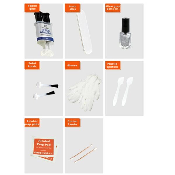 DIY Aloja Rado Ripara Adhesive Kit 5 Minutoj Ĝenerala Celo Arĝenta Farbo Ripari Ilo por Aŭto 5