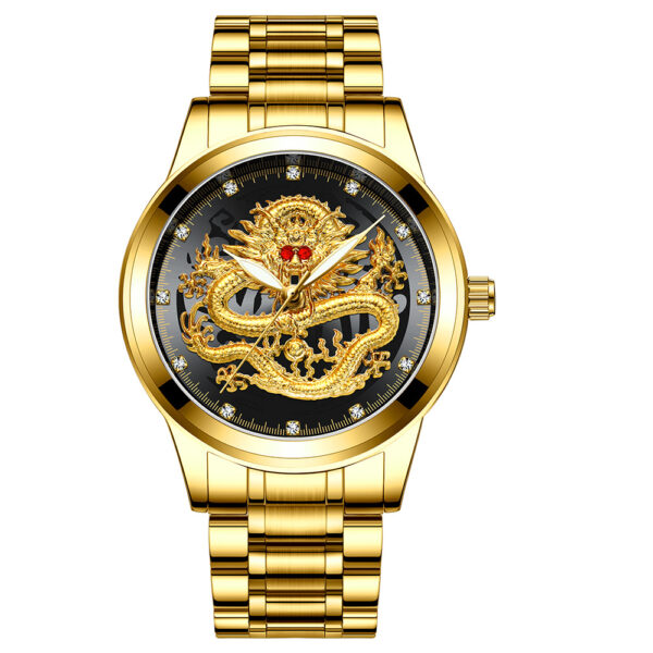 Fashion Men Watch Golden Mens Relo Top Brand Luxury Waterproof Full Steel Quartz Dragon Clock Lalaki 1