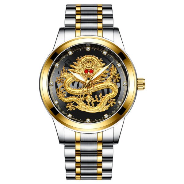 Fashion Men Watch Golden Mens Relo Top Brand Luxury Waterproof Full Steel Quartz Dragon Clock Lalaki 2