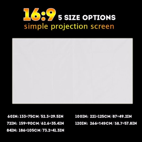 Large 16 9 Foldable Design Home Projection Screen Film Theater Outdoor 60 72 84 100 120 3