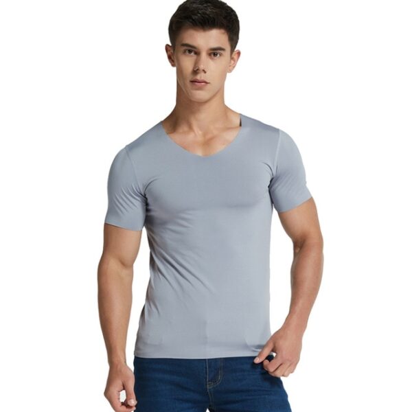 Men Ice Silk Quick Dry T shirt Short Sleeve V Neck Solid Color Seamless Breathable Top 1.jpg 640x640 1