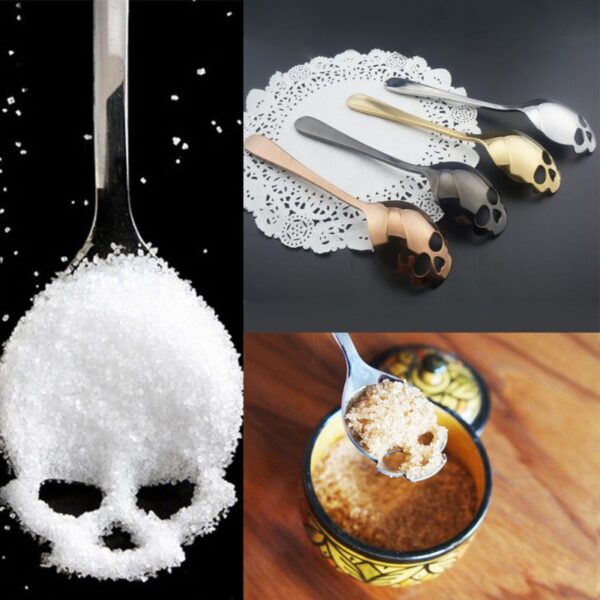 Stainless Skull Shape Coffee Spoon Ice Cream Tea Spoons Kitchen Tools Food Drade Tea Coffee Milk 5