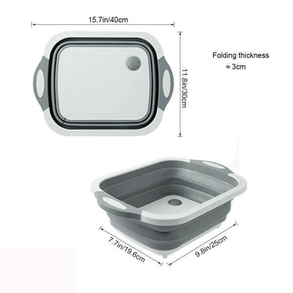 TEENRA Folding Chopping Board Vegetable Fruit Washing Basket Silicone Kitchen Cutting Block Chopping Blocks Sinks Drain 1 1