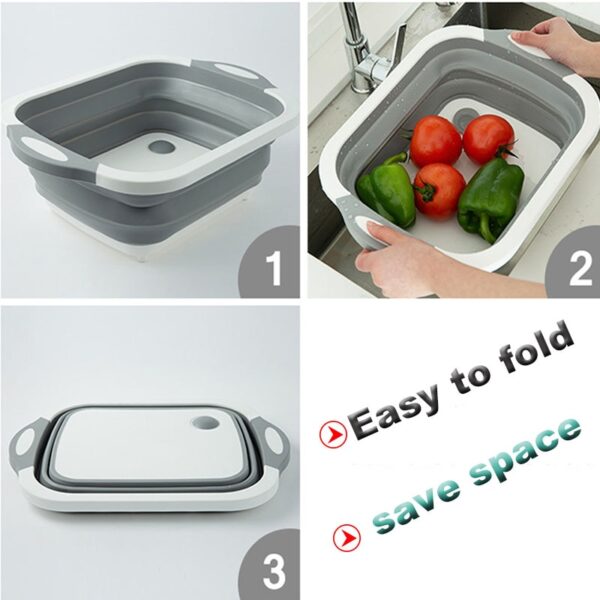 TEENRA Folding Chopping Board Vegetable Fruit Washing Basket Silicone Kitchen Kucheka Bhiri Kucheka Mabhuroko Sinks Drain 4