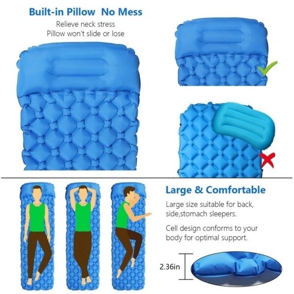 Ultralight Outdoor Inflatable Cushion Sleeping Pad Picnic Compact Camping Mat Air Pad for Camping Hiking Travel 1