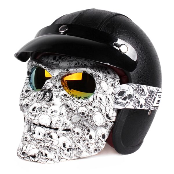 Vintage Skull Motorcycle Glasses Detachable Modular Mask Motorcycle Goggles Mouth Filter Motocross Glasses Moto Helmet Glasses 2
