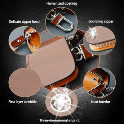 Car Logo Leather Wood Texture Car Key Case, Car Logo Leather Wood Texture Car Key Case