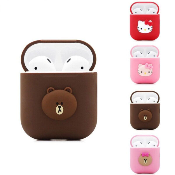 1PCS Cartoon Soft Silicone Case Maka Apple Airpods mkpuchi mkpuchi mkpuchi maka Apple AirPods Okwu ekwe ntị mara mma 1