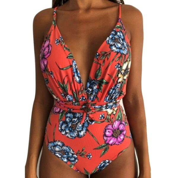 2019 New Women Sexy Print Brazilian One Piece Swimsuit Floral Retro Thong High Waist Bodysuit Backless 8.jpg 640x640 8