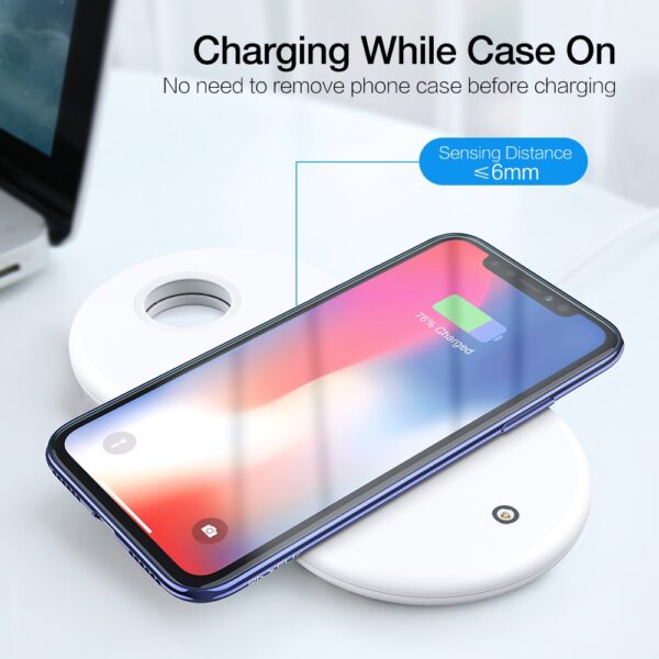 3 in 1 Qi Wireless Charger Plate ho an'ny iPhone XR XS Max 8 Plus Apple Watch 2