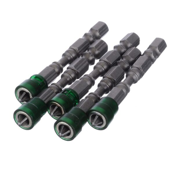 5Pcs Magnetysk skroevedraaier Bit mei inkele holle Anti-slip Hex S2 PH2 elektryske skroevedraaier set foar 5