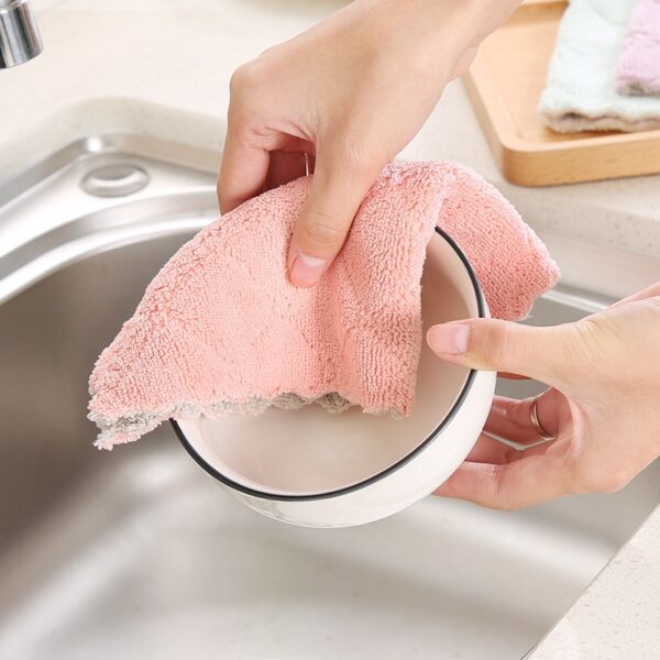 6 PCS Double sided Magic Oil Resistant Cleaning Cloth Absorbent Dish Cloth Non stick Oil Hand 2