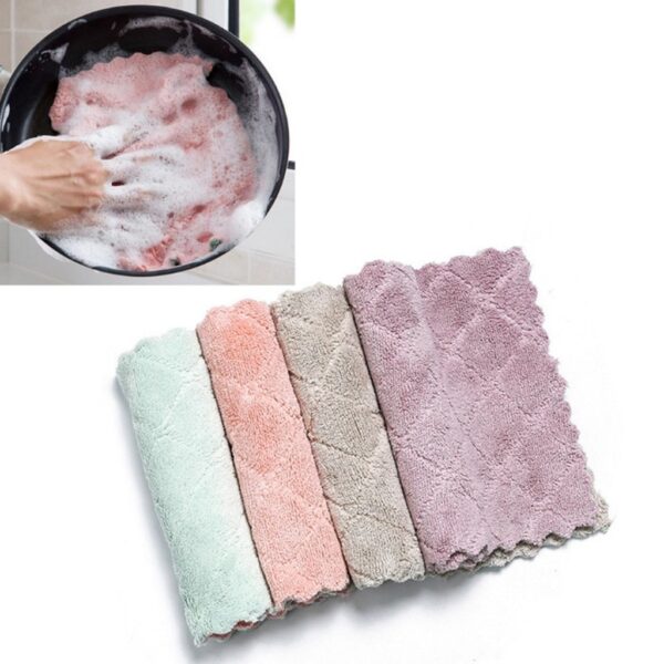 6 PCS Double sided Magic Oil Resistant Cleaning Cloth Absorbent Dish Cloth Non stick Oil Hand 5