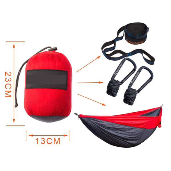 Acehmks Nylon Folding Hammock Ultralight Parachute Camping Swing Color Red Green Blue Orange With 2 Tree 1 1