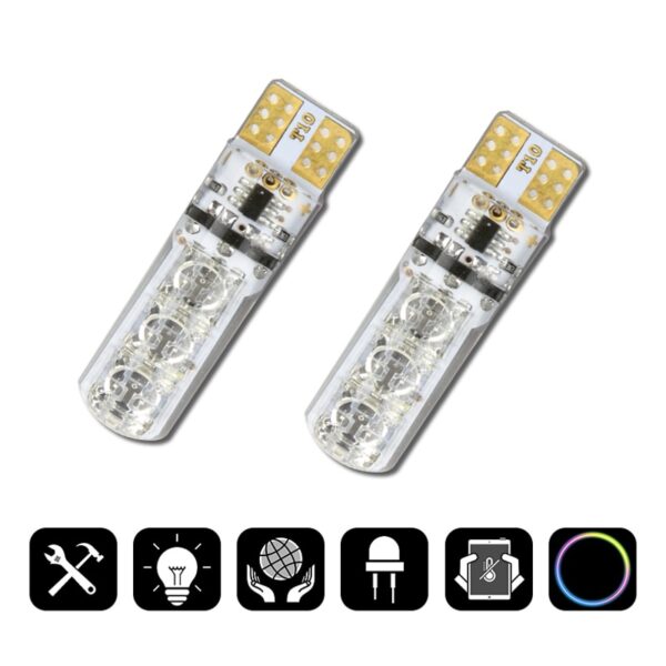 LED T10 Remote Control W5W 501 RGB Pag-usab sa Kolor sa Kotse Wedge Side Light Bulb Auto Dekorasyon 1