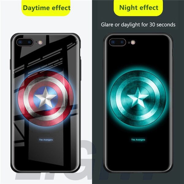 Marvel Avengers Batman Spiderman Luminous Case For iPhone XS MAX XR Noctilucous Glass Case For iphone 1.jpg 640x640 1