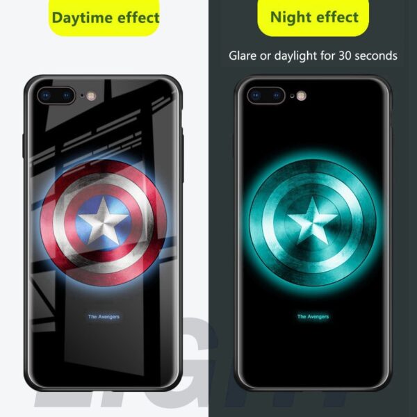 Marvel Avengers Cás Luminous Spiderman Batman Do Chás Gloine Noctilucous iPhone XS MAX XR Do iphone 2