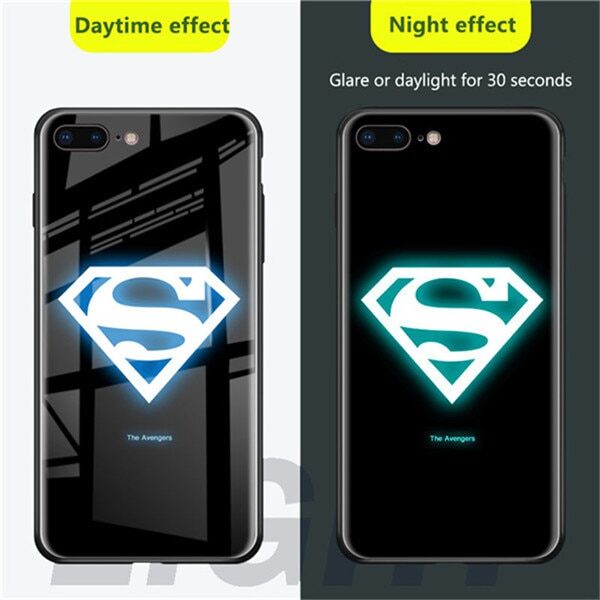 Marvel Avengers Batman Spiderman svjetleća navlaka za iPhone XS MAX XR Noctilucous staklena navlaka za iphone 5.jpg 640x640 5