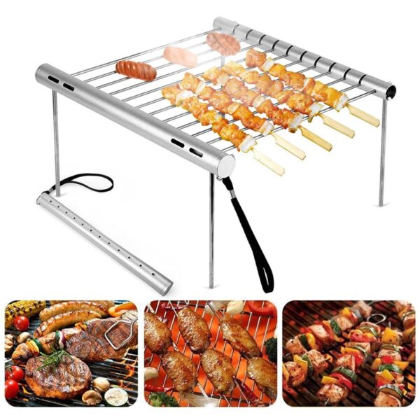 Portable Stainless Steel BBQ Grill Folding BBQ Grill Mini Pocket BBQ Grill Barbecue Accessories For Home 5