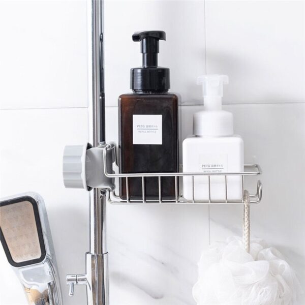 Stainless Steel Kitchen Faucet Sink Storage Rack Drain Basket Shower Rod Rack bathroom stuff storage strong 1