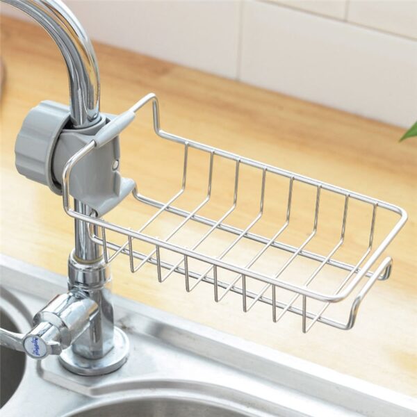 Stainless Steel Kitchen Faucet Sink Storage Rack Drain Basket Shower Rod Rack bathroom stuff storage strong 2