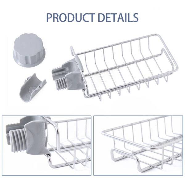 Stainless Steel Kitchen Faucet Sink Storage Rack Drain Basket Shower Rod Rack bathroom stuff storage strong 4